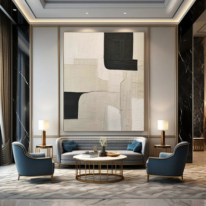 Black - White Geometric Abstract Art for Contemporary Home Entryways DLZ0241