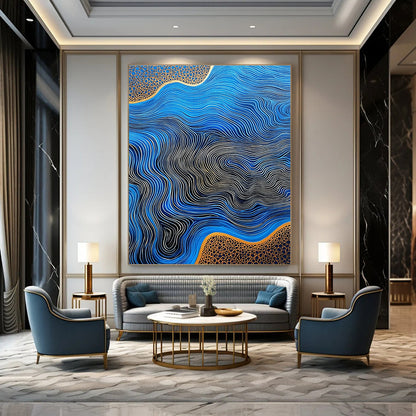 Blue Waves with Gold Details for Luxury Yacht Club & Art - Deco Style Restaurant STSC957