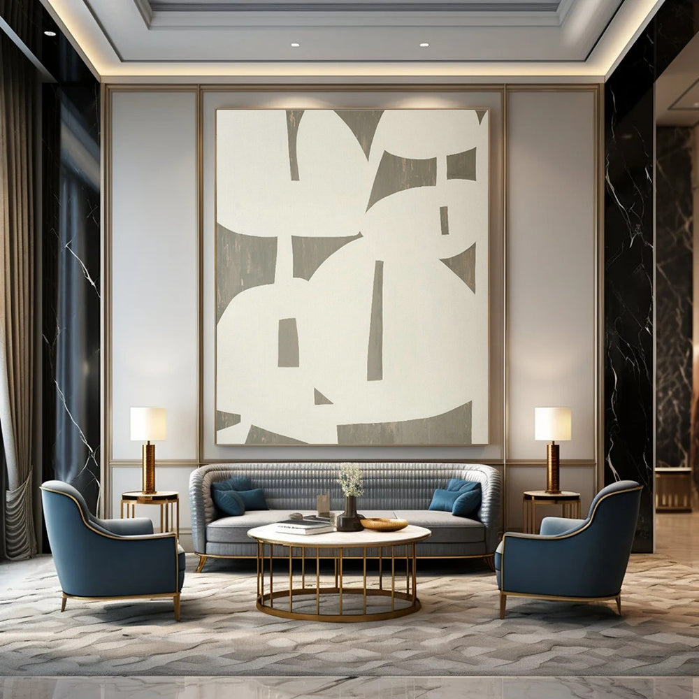 Gray - White Geometric Art for Minimalist Gallery & Industrial - Style Office DLZ1888