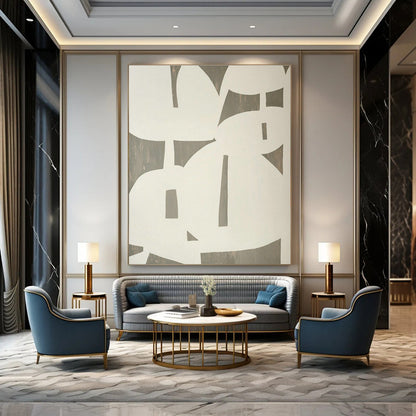Gray - White Geometric Art for Minimalist Gallery & Industrial - Style Office DLZ1888