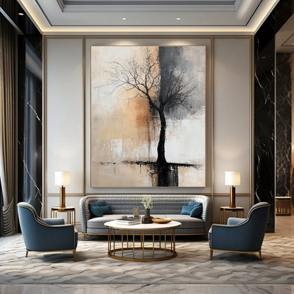 Bare Tree Abstract Reflection for Minimalist Bedroom & Nature - Inspired Office STSC492