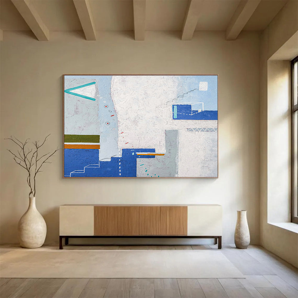 Blue - White Architectural Abstract Art for Creative Real Estate Agency DLZ2955