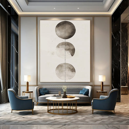 Gray Watercolor Circles Meditative Abstract Art for Yoga Studio & Serene Home Meditation Room STSC1458