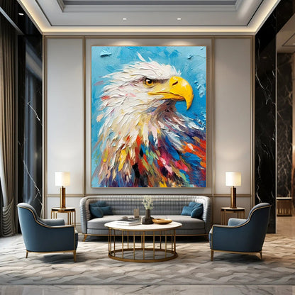 Colorful Eagle Head Oil Painting for Patriotic Memorial & Wildlife Conservation Center DLZ1067