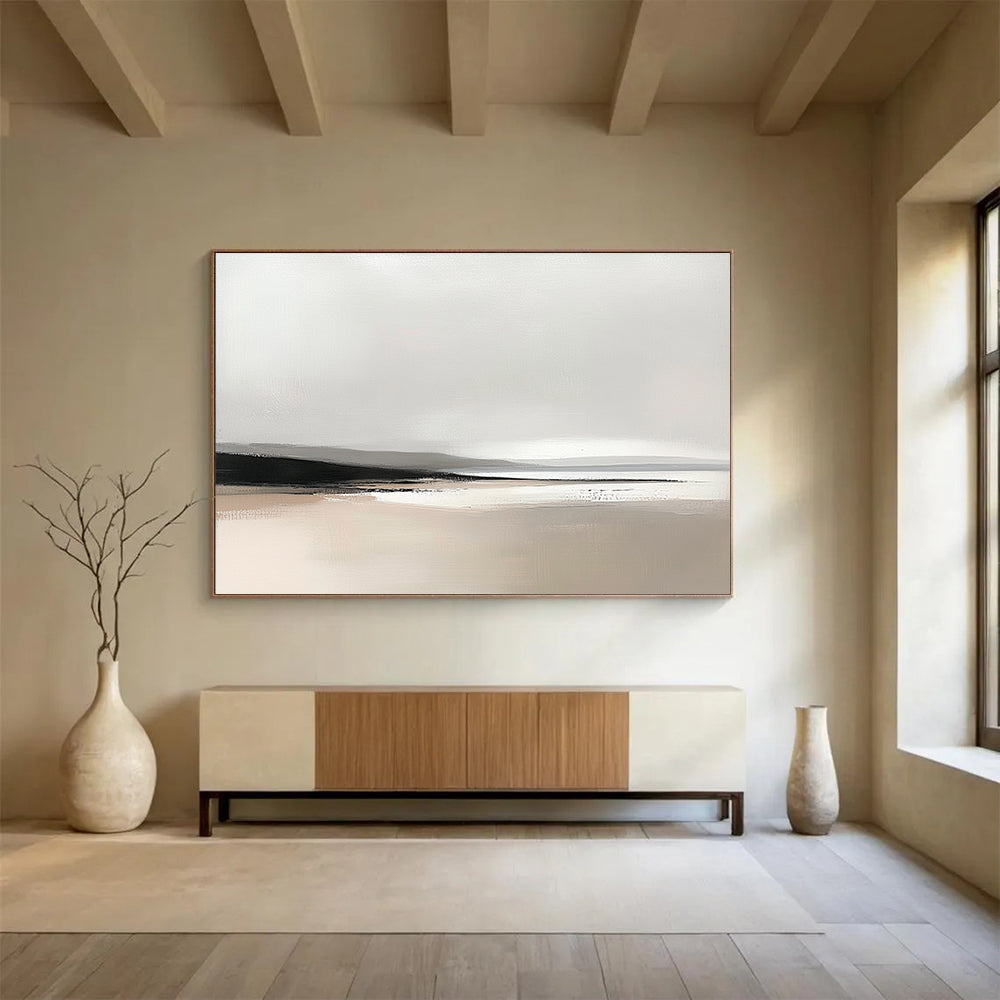 Minimalist Gray Landscape Art for Modern Spa Retreat & Calm Reading Nook SC092