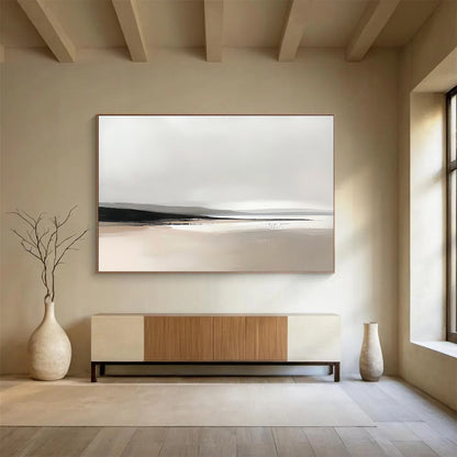 Minimalist Gray Landscape Art for Modern Spa Retreat & Calm Reading Nook SC092