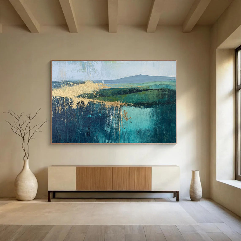 Green and Gold Landscape Art for Botanical - Themed Home & Luxury Spa SC315