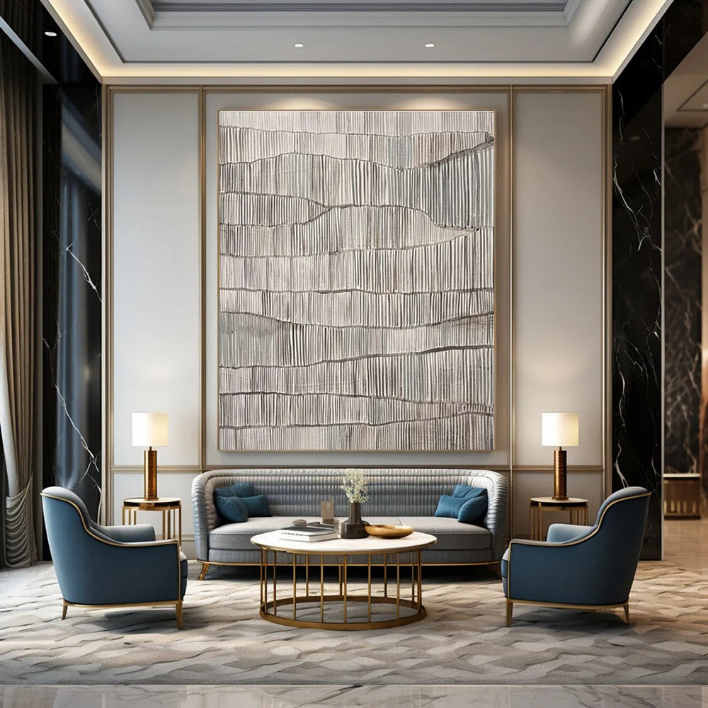 Wavy Line Textured Art for Coastal Restaurant & Art Gallery Atrium DLZ1041