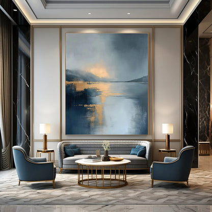 Golden - Glow Seascape Art for Luxury Beach Resort & Yacht Club Lounge DLZ1837