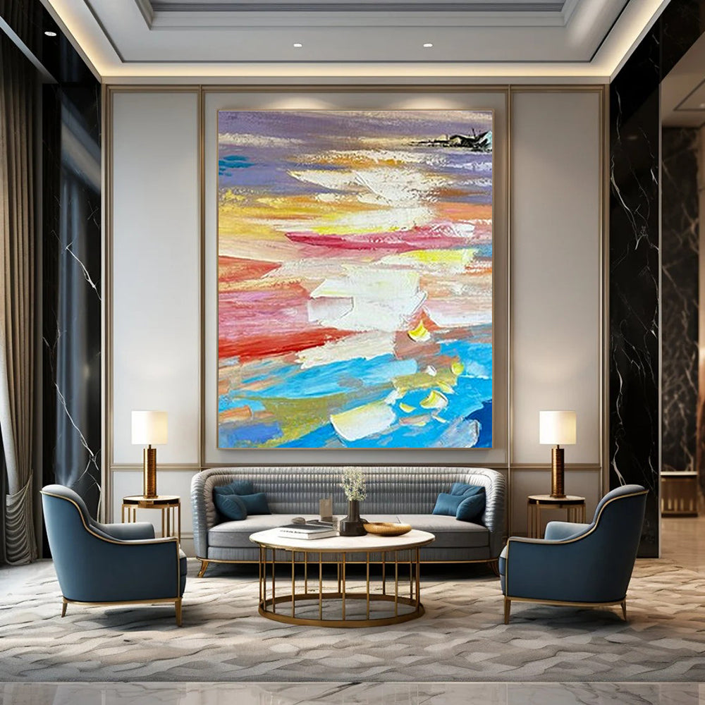Vivid Seaside Abstract Painting for Beachfront Resort Lounge & Nautical - Themed Home Office DLZ1601