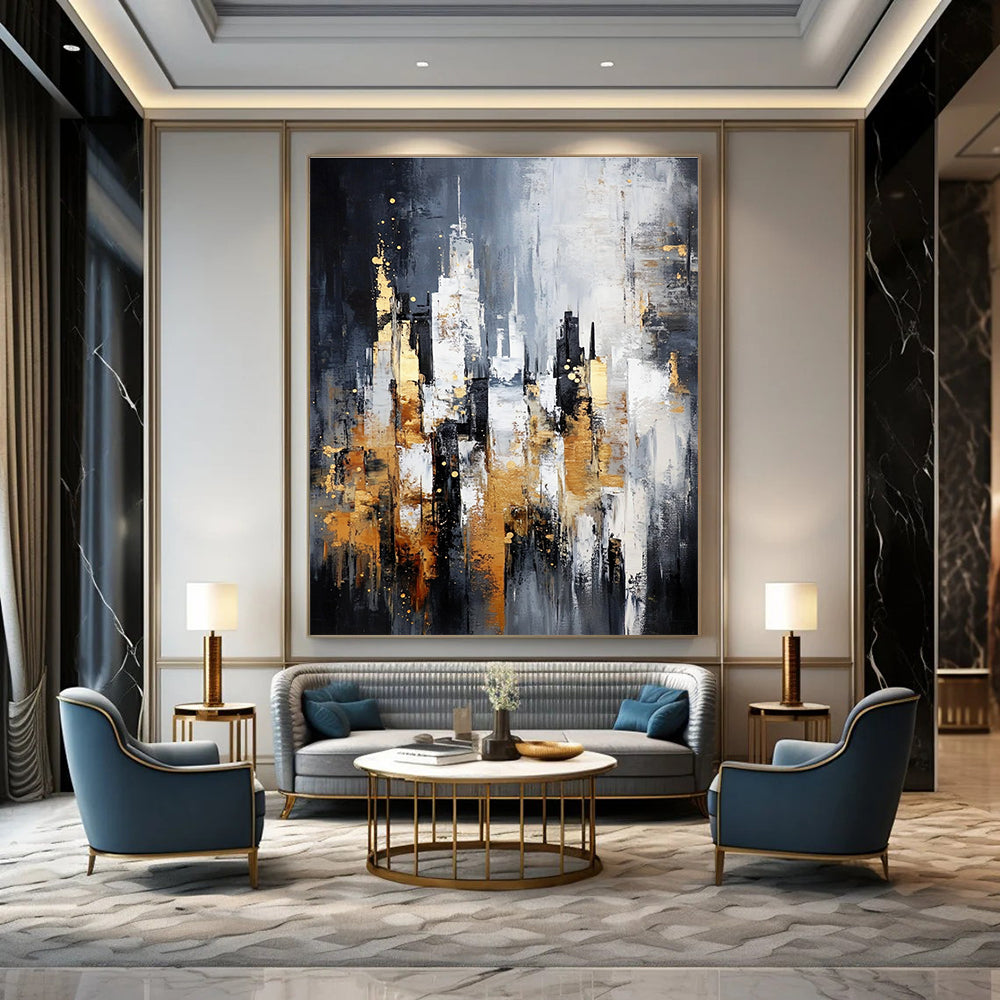 Gray - Gold Cityscape for Luxury Hotel Lobby & Modern Office STSC282