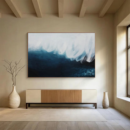 Blue - White Wave Abstract Art for Coastal - Themed Living Rooms DLZ2423