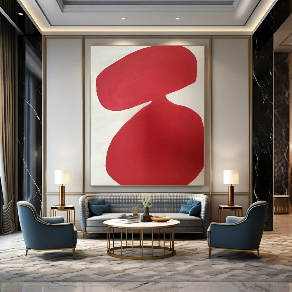 Red Double - Shape Abstract Art for Modern Bar & Art - Themed Party Venue DLZ1086