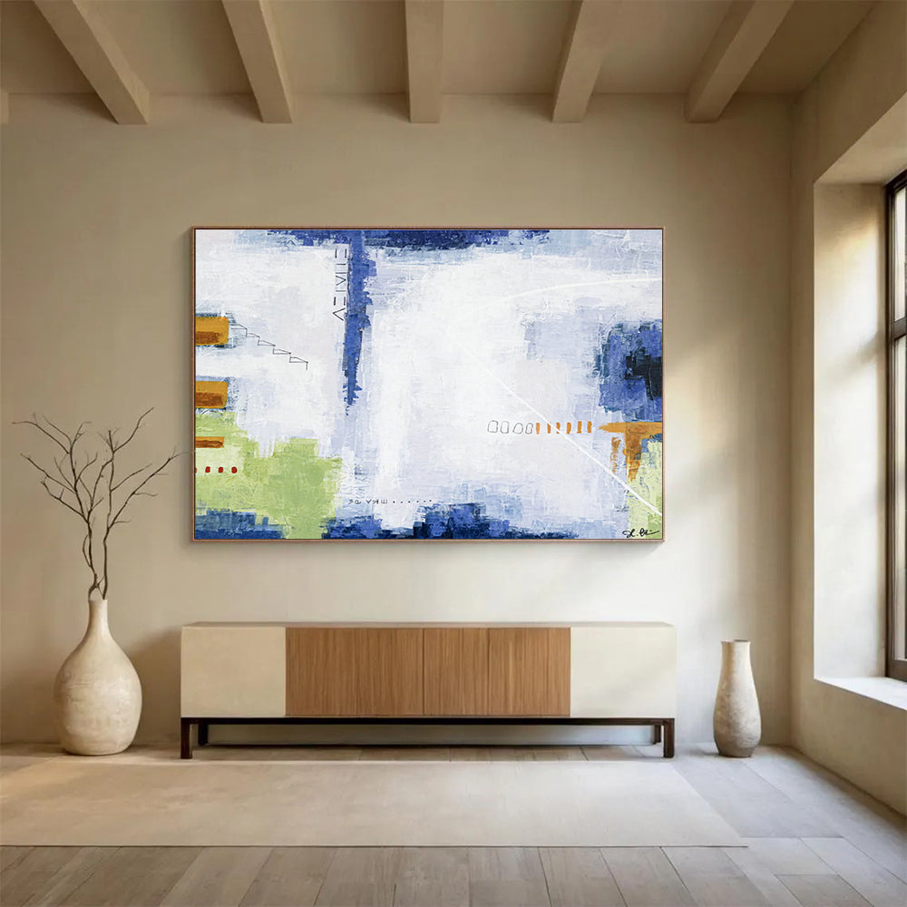 Blue - White Minimalist Abstract for Coastal Home Office DLZ2939