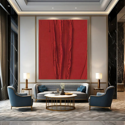 Red Textured Abstract Art for Modern Restaurant & Bold Home Office DLZ1973