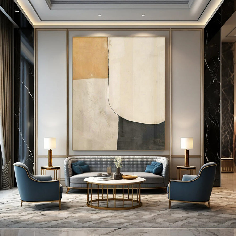 Repeated Geometric Patchwork Abstract Art for Minimalist Bedroom & Modern Art Exhibition DLZ1949