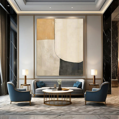 Repeated Geometric Patchwork Abstract Art for Minimalist Bedroom & Modern Art Exhibition DLZ1949