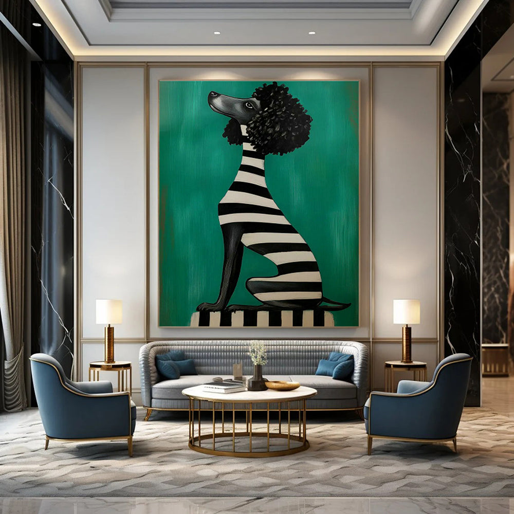Striped Poodle Art for Playful Kids’ Room & Eclectic Pet Shop DLZ0705
