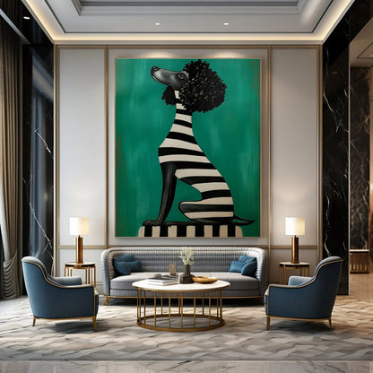 Striped Poodle Art for Playful Kids’ Room & Eclectic Pet Shop DLZ0705