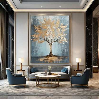 Golden Tree Abstract for Opulent Dining Room & Modern Home Office STSC493