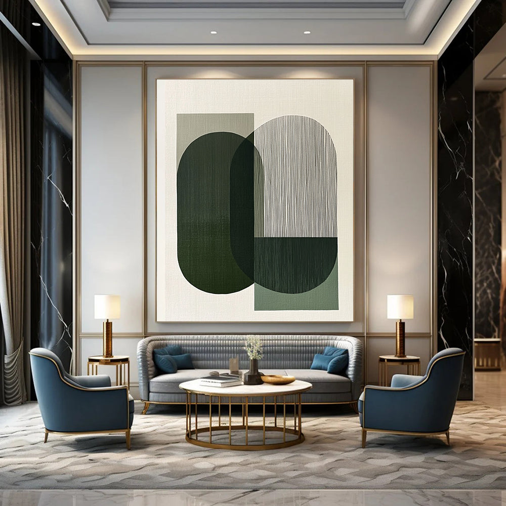 Green and Grey Geometric Shapes for Contemporary Office & Minimalist Living Room STSC1178