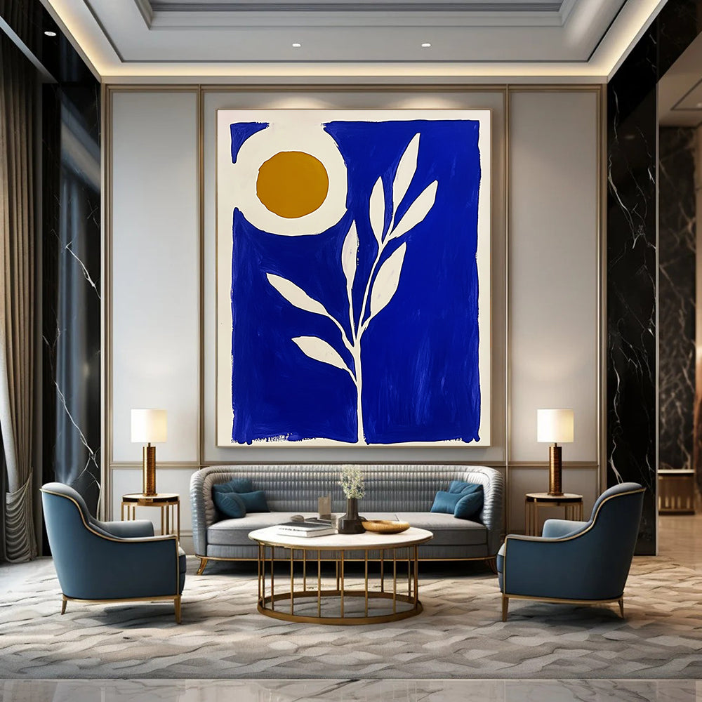 Blue Botanical with White and Gold Circle for Luxury Spa & Bohemian - Chic Bedroom STSC921