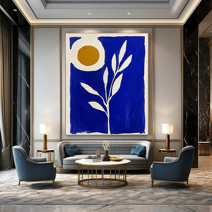 Blue Botanical with White and Gold Circle for Luxury Spa & Bohemian - Chic Bedroom STSC921