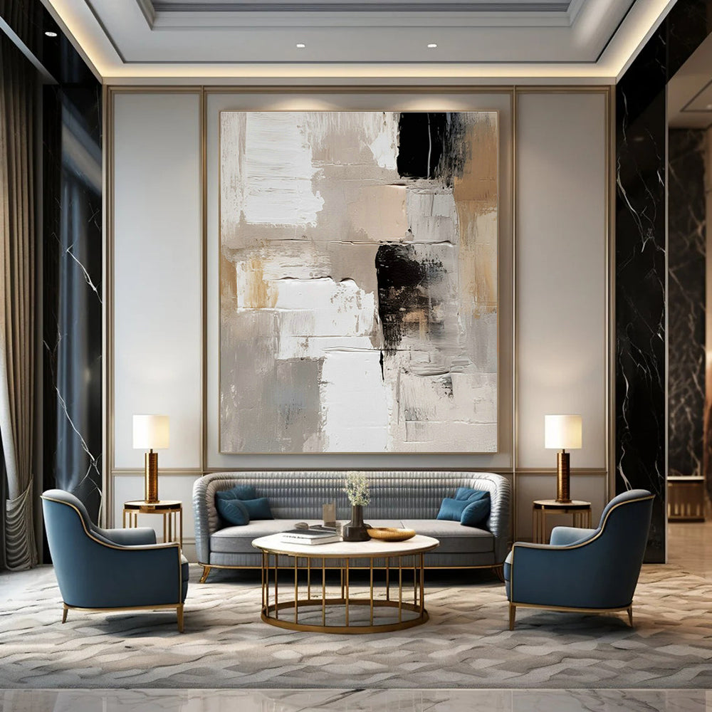 Gray - White - Black Abstract Art for Industrial - Chic Loft & Modern Art Museum DLZ0718