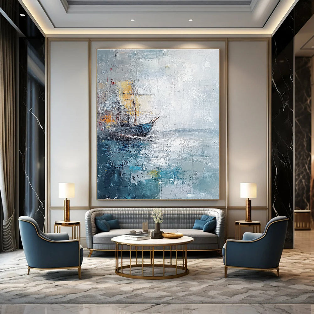 Sailing Ship in Mist Art for Nautical - Themed Restaurant & Coastal Home Office STSC120