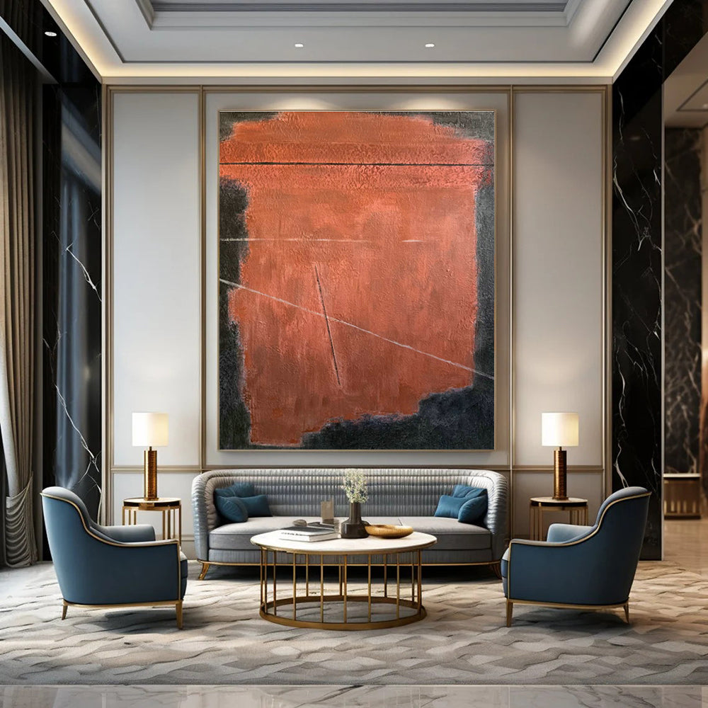Red and Black Geometric Abstract Art for Industrial - Style Loft & Modern Gallery Space DLZ0752