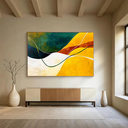 Curved - Line Abstract Art for Modern Wellness Center & Creative Yoga Studio SC268