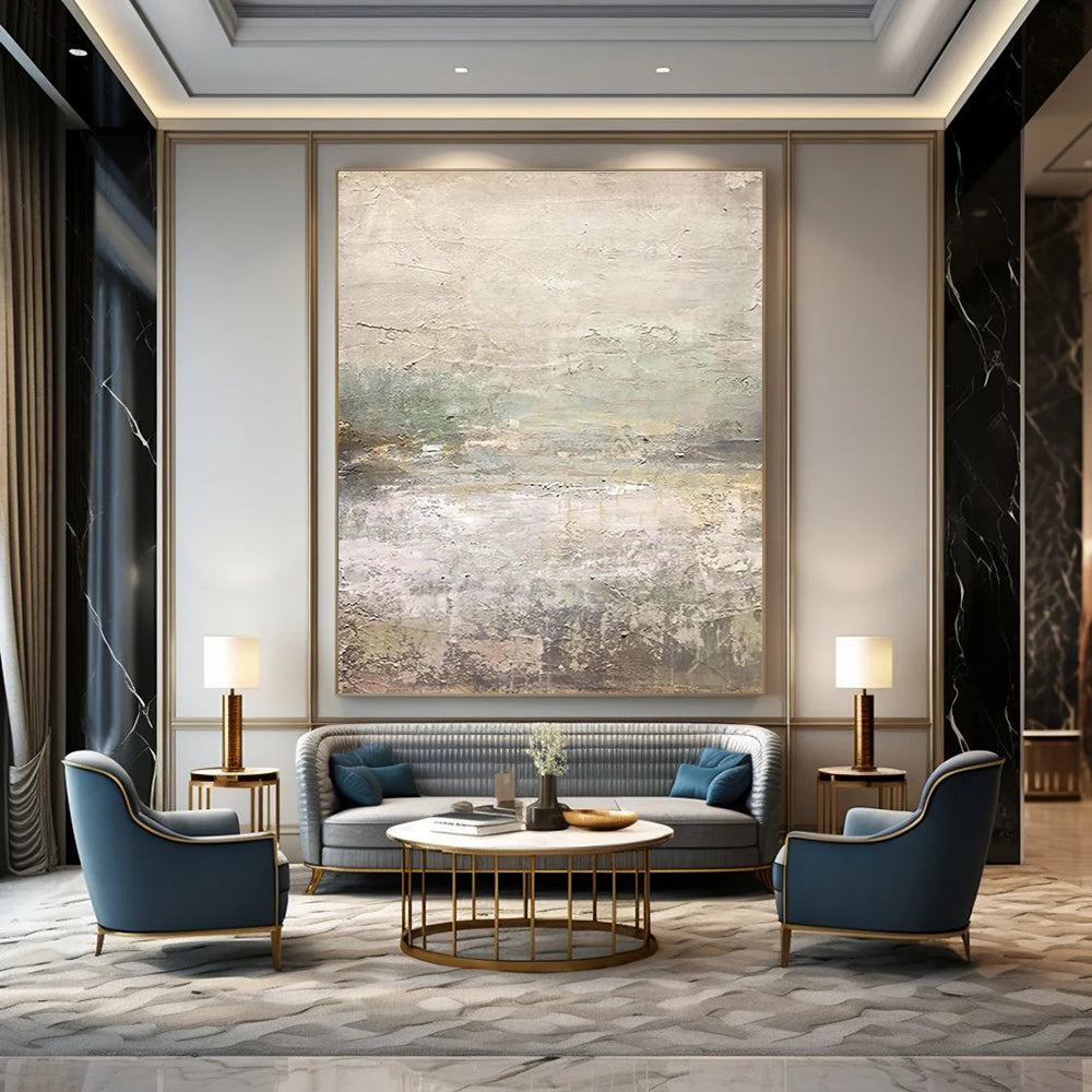Light Gray Landscape Abstract Art for Minimalist Home Balcony Nooks DLZ0202