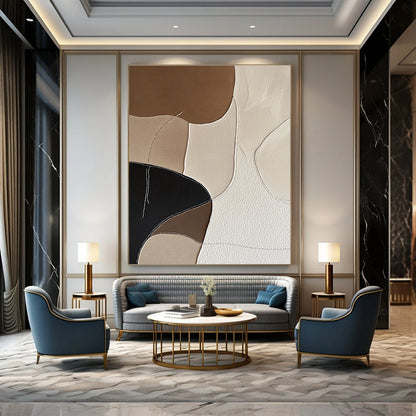 Brown and Beige Abstract Forms Art for Minimalist Living Room & Sophisticated Office Reception STSC1337