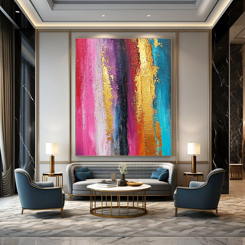 Colorful Gold - Striped Abstract Art for Boutique & Creative Studio STSC733