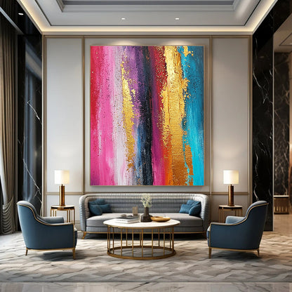 Colorful Gold - Striped Abstract Art for Boutique & Creative Studio STSC733