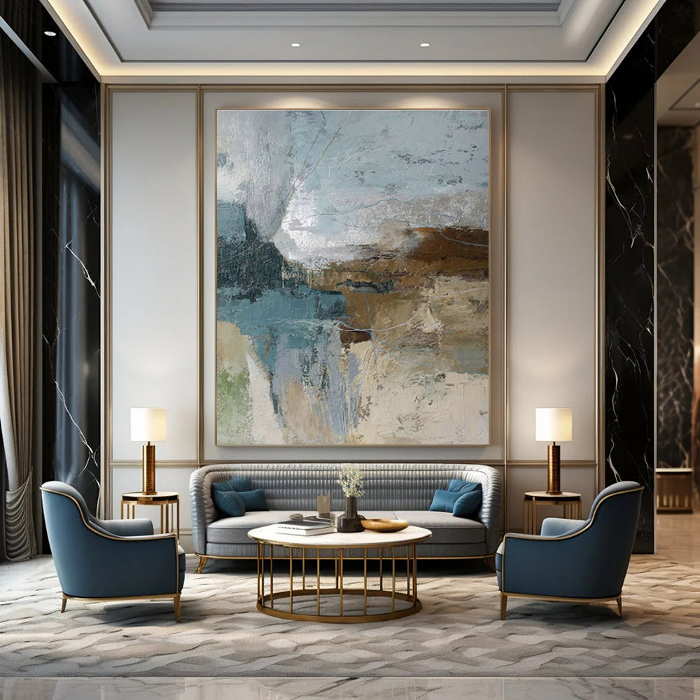 Blue - Brown Abstract Art for Living Room & Office DLZ0400