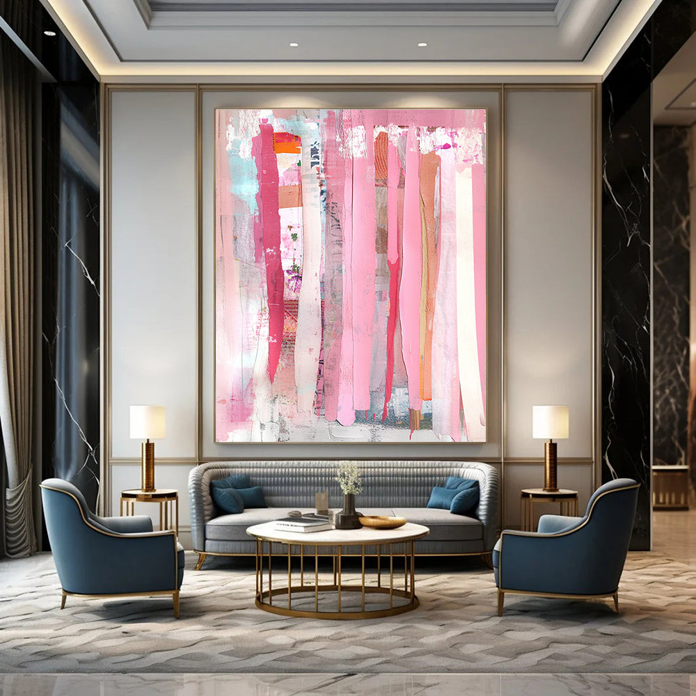 Pink Collage Strips Art for Fashion - Forward Boutique & Eclectic Home Entryway STSC1407