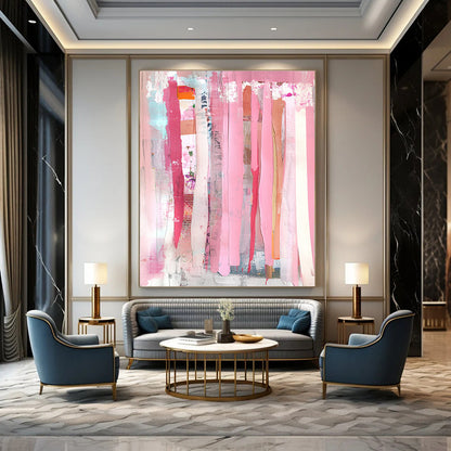 Pink Collage Strips Art for Fashion - Forward Boutique & Eclectic Home Entryway STSC1407