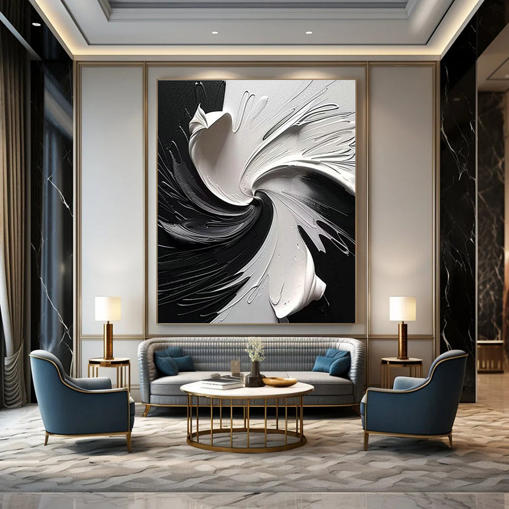 Black and White Swirl Art for Industrial Loft & Contemporary Café DLZ2174