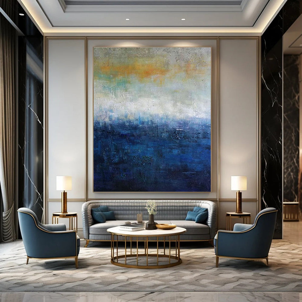 Gradient Sea Abstract Art for Seaside Hotel Lobby & Contemporary Beach Gallery DLZ2259