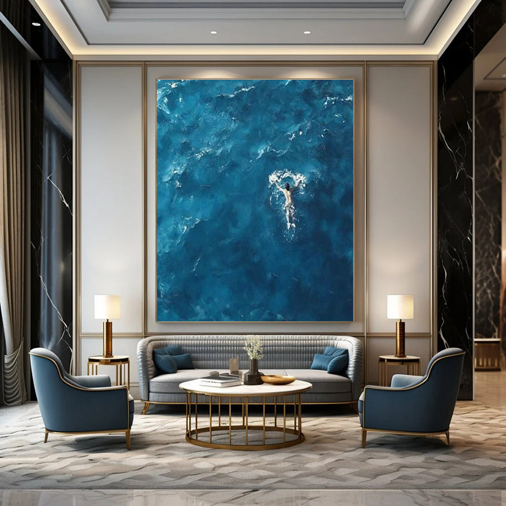 Serene Ocean Swimmer Art for Coastal Home & Meditation Space DLZ1966