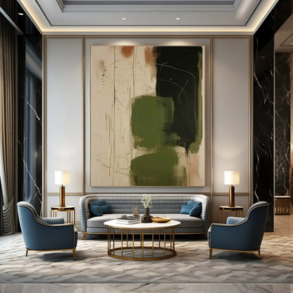 Olive - Black Abstract Art for Rustic Hunting Lodge & Modern Art Gallery DLZ0846