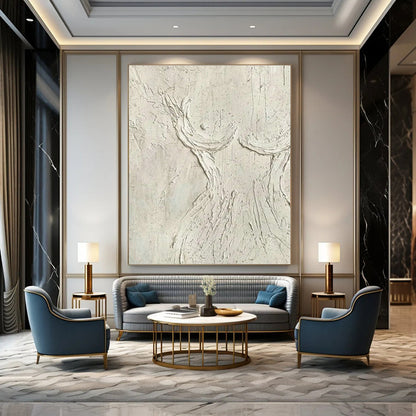 White Relief Tree Shadow Art for Scandinavian - Style Nursery & Nature - Lover’s Reading Nook DLZ0996