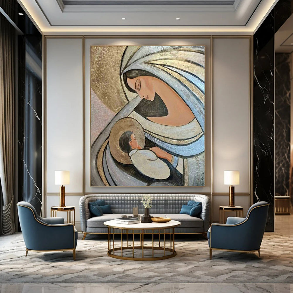 Madonna and Child Abstract Art for Religious Home Chapel & Art - Inspired Living Room DLZ2110