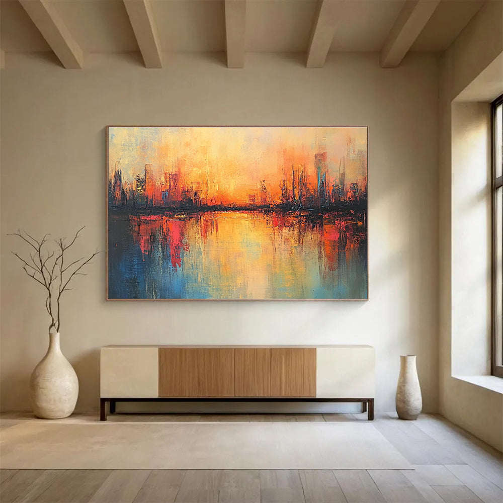 Abstract City Sunset Art for Rooftop Bar & Urban Home SC037