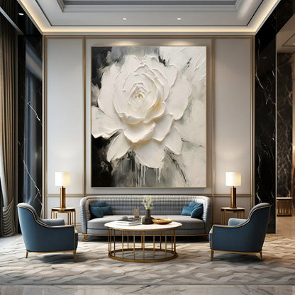 Textured White Flower Art for Elegant Wedding Venue & Art - Loving Bedroom DLZ2117