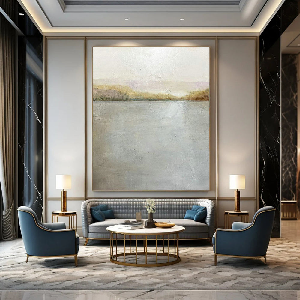 Serene Lake View Art for Lakeside Retreat Lobby & Minimalist Bedroom DLZ2211