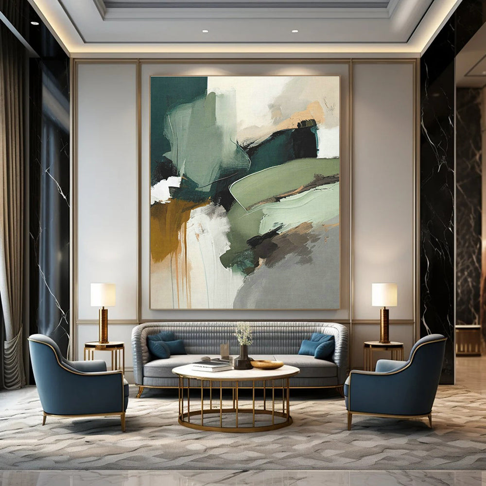 Green - Toned Abstract Art for Eco - Friendly Café & Nature - Lover's Home Bedroom DLZ1616