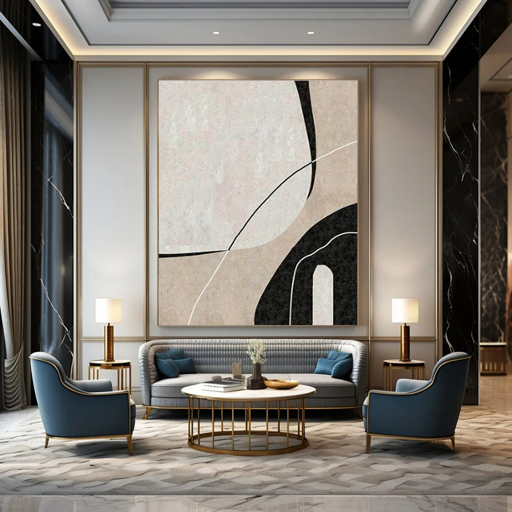 Chic Black - White Curved Art for Boutique & Home Office DLZ2007