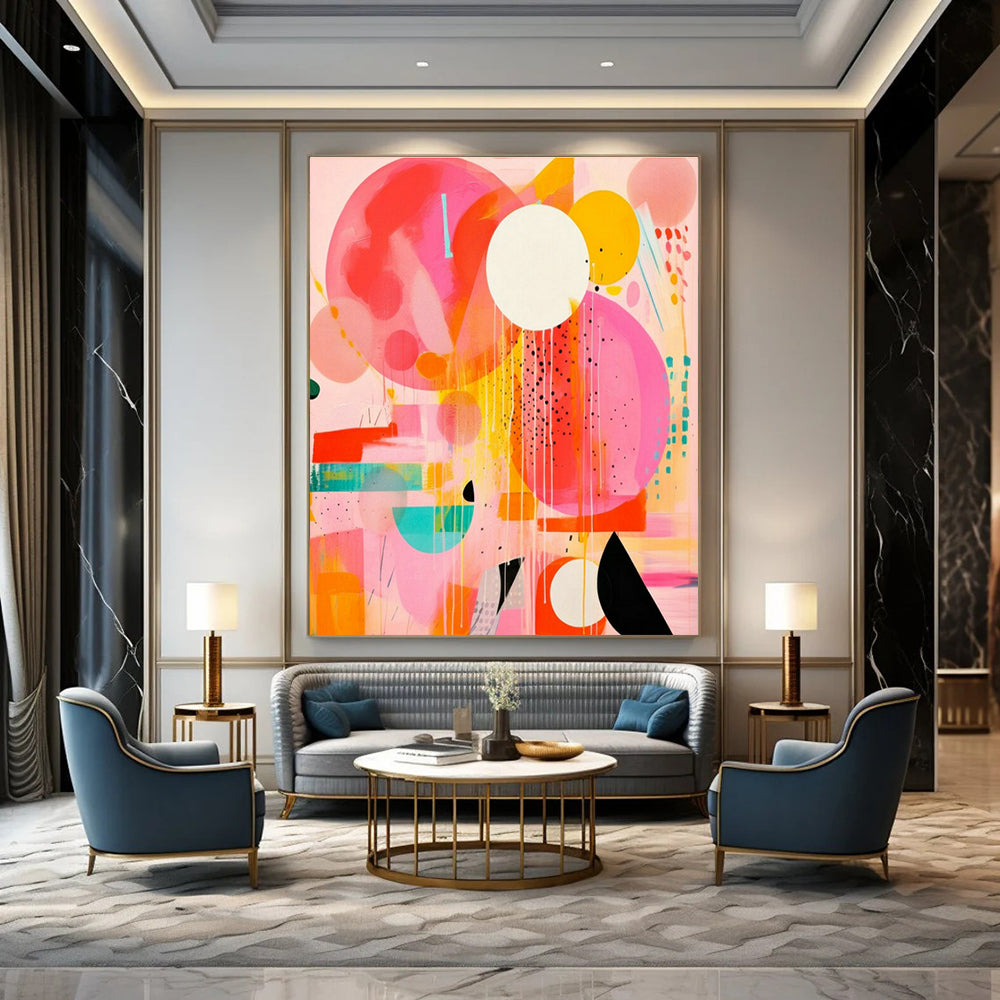 Colorful Circle Drip Art for Modern Living Room & Creative Café DLZ2090
